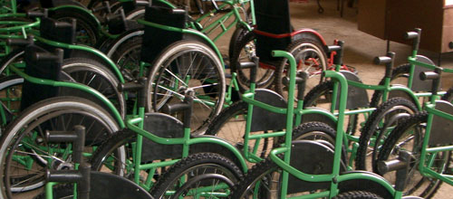 army of wheelchairs ready to be distributed